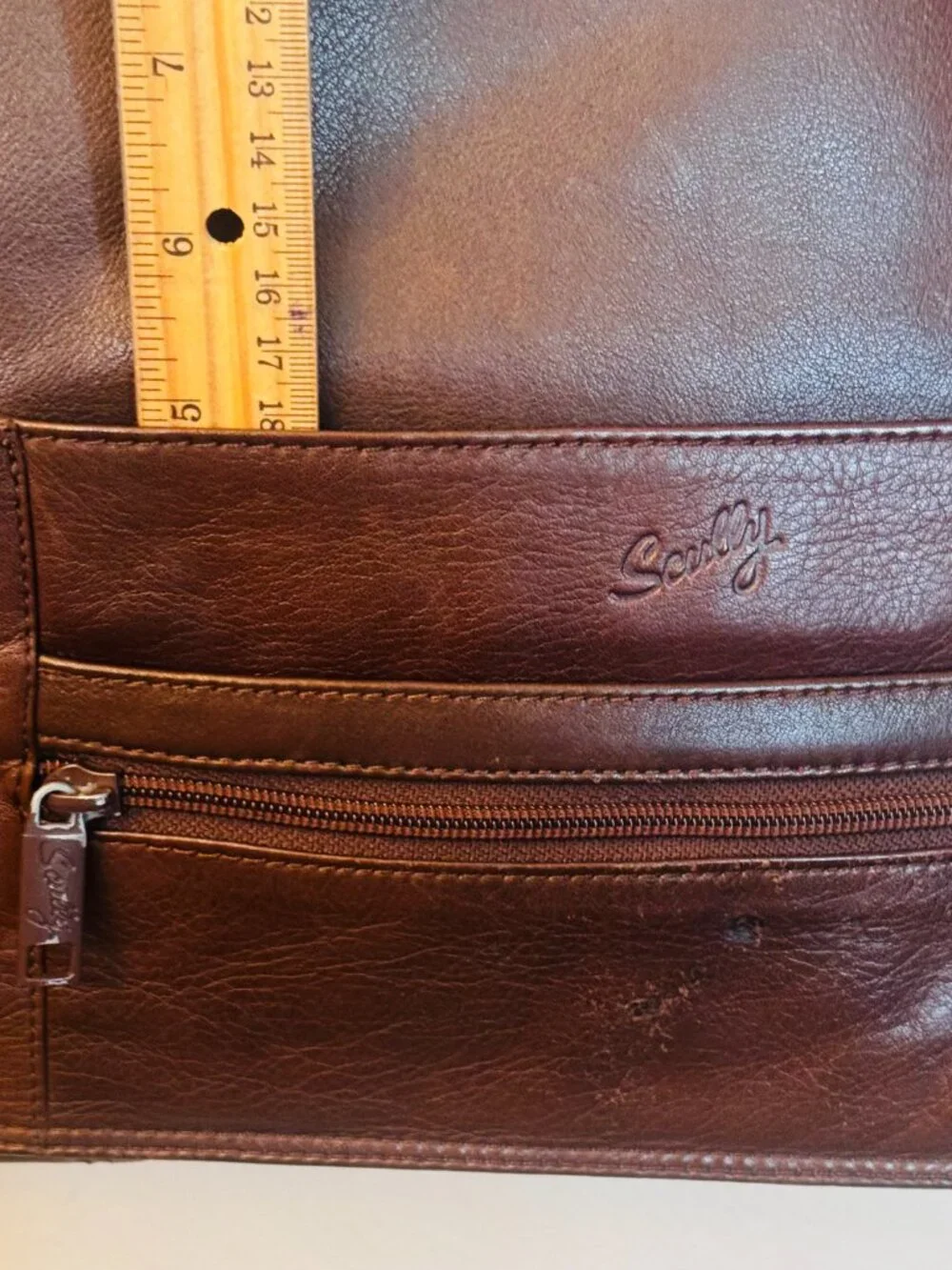 Vtg Rare Scully Leather Messenger Bag 16x11 Brown Crossbod Laptop Organizer READ
